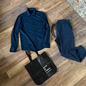 Lululemon Joggers + Snap Long Sleeve Shirt Sz L Navy NWT GUC